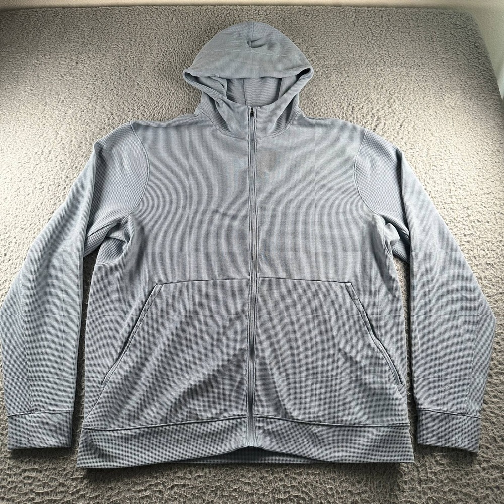 Lululemon Shift Stitch Hoodie Mens XL Waffle Full Zip‎ Jacket Light Blue Gray